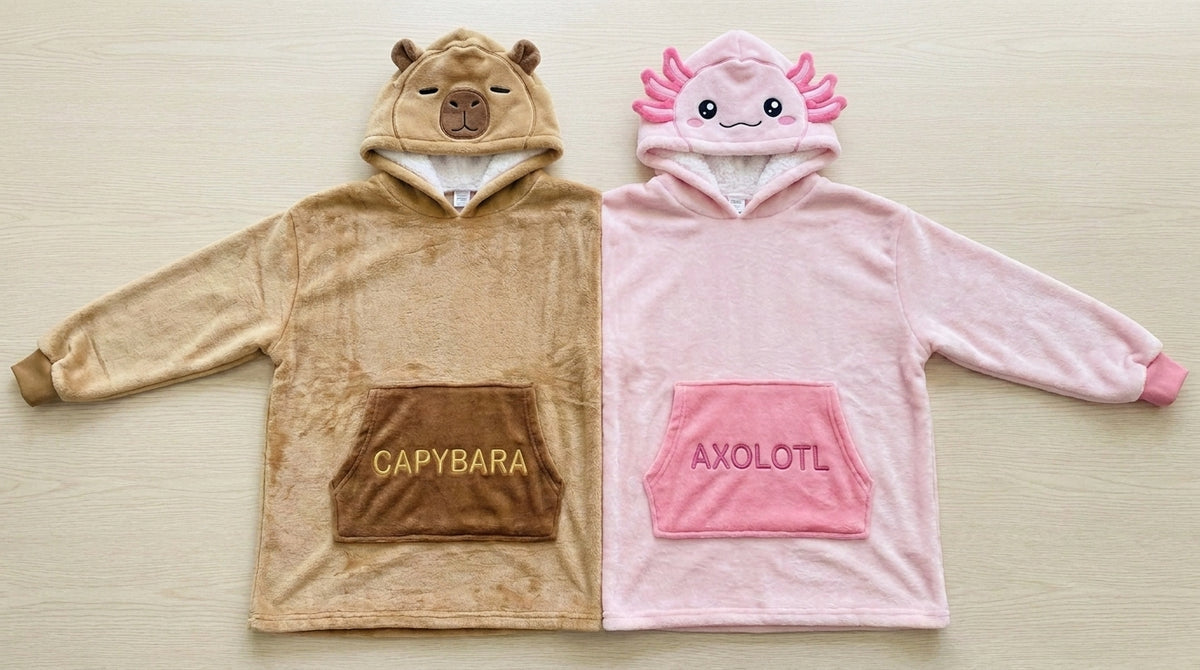 Capybara & Axolotl Twin-Hood Hoodie - front