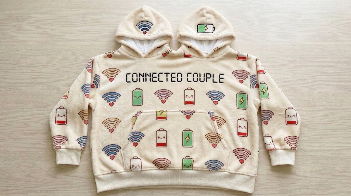 Connected Couple Twin-Hood Hoodie - front