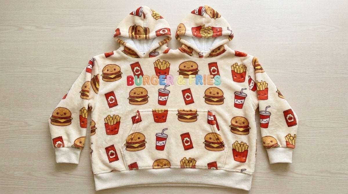 Burger & Fries Twin-Hood Hoodie - front