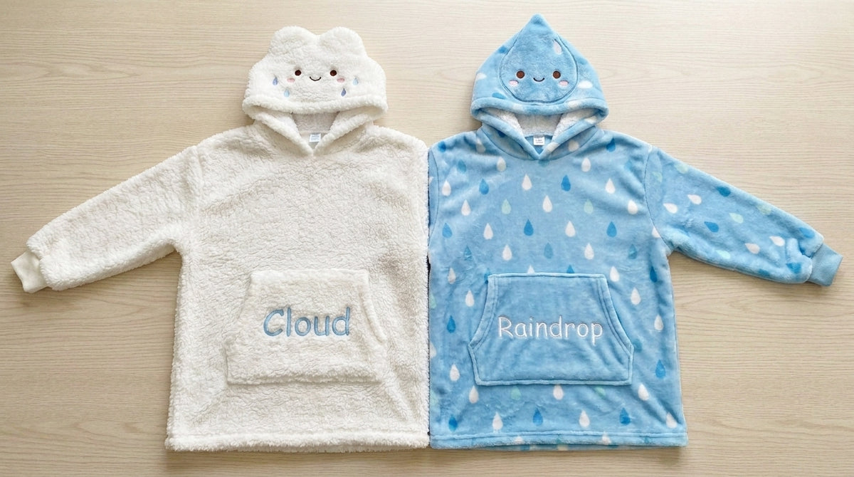 Cloud & Raindrop Twin-Hood Hoodie - front