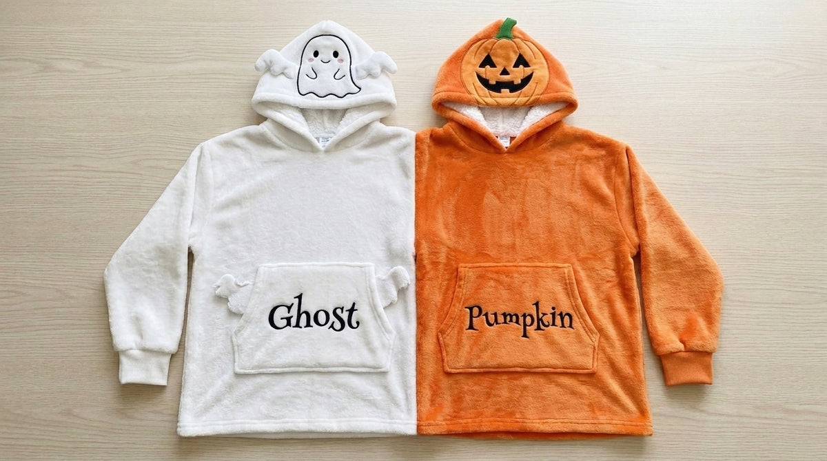 Ghost & Pumpkin Twin-Hood Hoodie - front